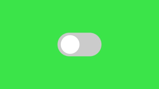 switch off on button animated. mobile phone toggle slider ui turn bar isolated video animation 4k, green skin.