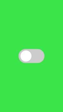 switch off on button animated. mobile phone toggle slider ui turn bar isolated video animation, green skin.