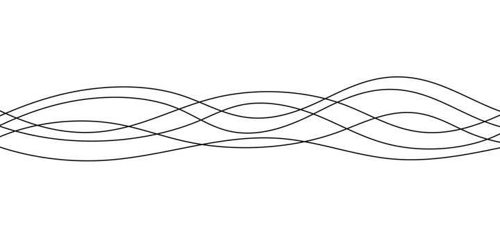 Digital graphical abstract background set. Curved thin wavy line background for artist. Flowing wavy stroke elements on white page. Thin line wavey background on isolated white background.