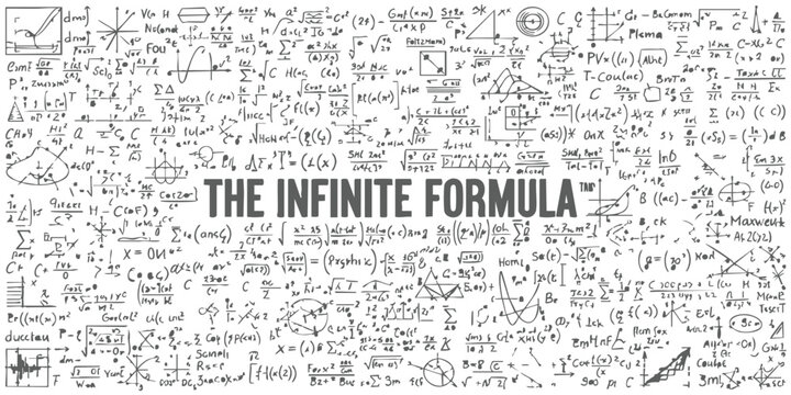 Mathematical background with complex equations and physics formulas for science and education vector illustration