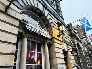 Naklejka premium Mary King's Close historic underground streets and visitor entrance in Edinburgh, Scotland, UK heritage tour and old city architecture