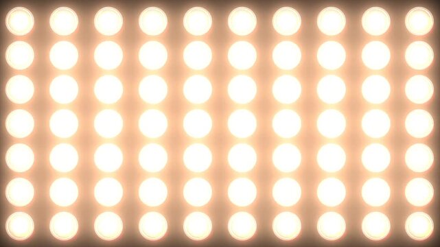 Geometric Concert Stage Light Transitions: Pulsing Gold Bulb Wall and Animated Light Patterns on Black Background for VJ Loops and Award Shows