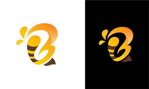 Initial letter B bee logo design.