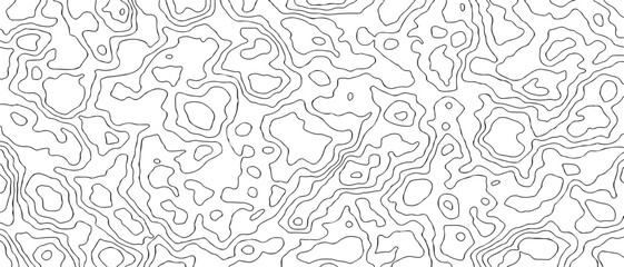 Fototapeta premium Topographic Contour Line Pattern Abstract Black and White Map Texture Background for Design.