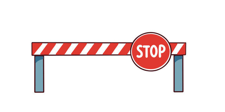 barrier gate with stop sign illustration