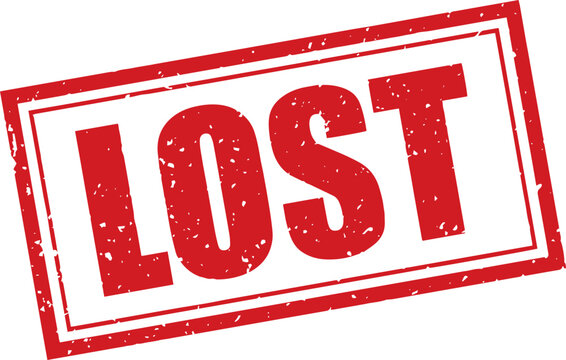 Red Lost Rubber Stamp Sign Mark Word Text Written in Grunge Vector in Grunge Border in Transparent Background, Svg, Png