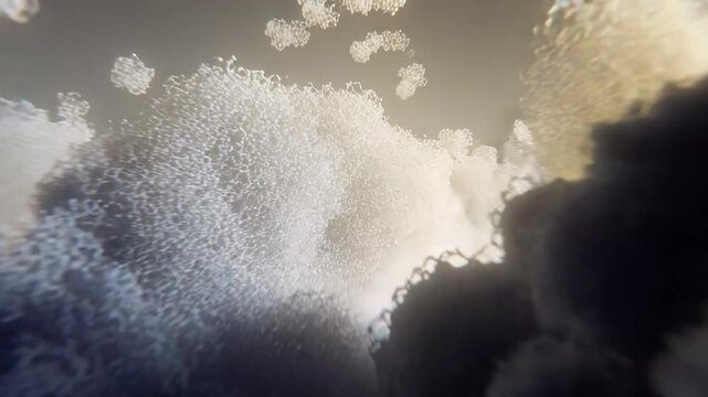 Microscopic molecular structure forming intricate organic patterns with a delicate honeycomb lattice, representing scientific research, technology, and biological processes