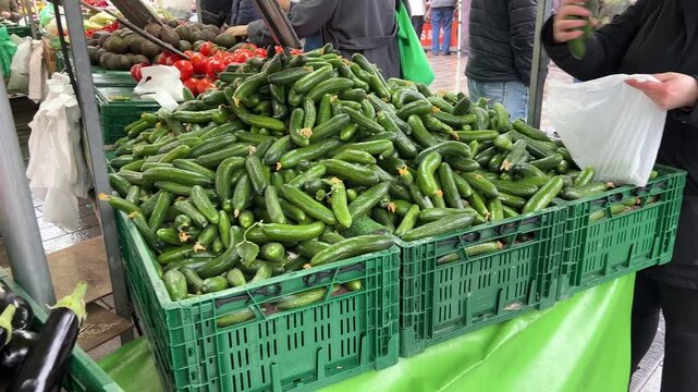 Enschede, Holland, 14.03.2026 Saturday market, with fish and agricultural products