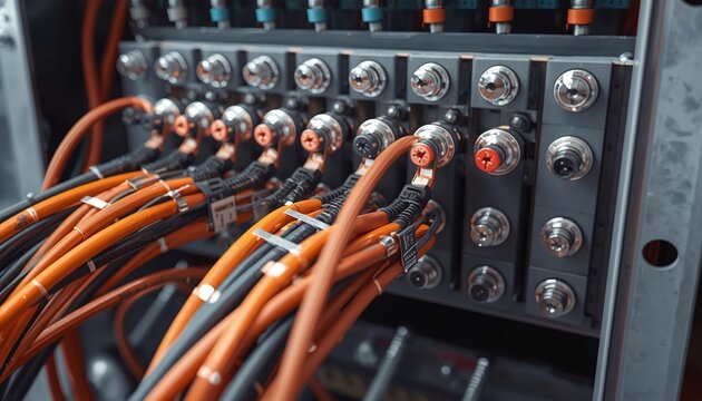 Busbar interconnection &ndash; Copper ribbons connecting string ends to main busbars, Positive/negative busbar connection with copper ribbons , photovoltaic manufacturing, electrical connection