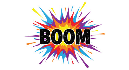 Colorful explosion with the word boom in bold dramatic silhouette © AL-AMIN