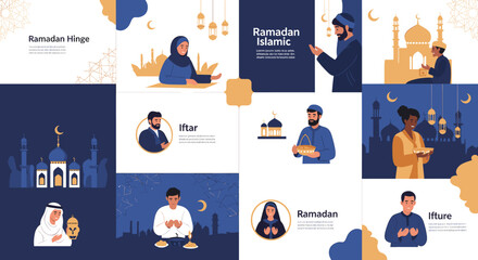 A serene illustration of a man in traditional clothing standing before a mosque. Ideal for cultural content, travel promotions, or illustrating themes © ArchVista Studio