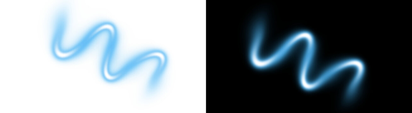 PNG image of&nbsp;Abstract glowing blue light stream flowing in a smooth wavy S shape design on transparent background