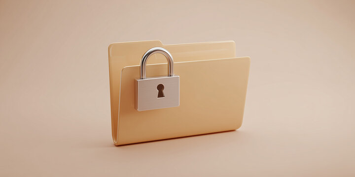 Locked folder on neutral background representing data security  