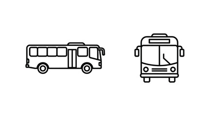Two linear bus outlines depict public transportation in a simple silhouette © MSTSALINA