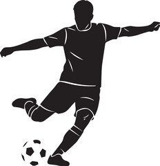 Naklejka premium Soccer player kicking ball silhouette vector illustration
