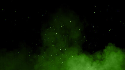 Fototapeta premium Perfect green fire particles embers on background . Smoke fog misty texture overlays