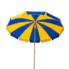 Obraz premium A colorful blue and yellow beach umbrella on transparent background