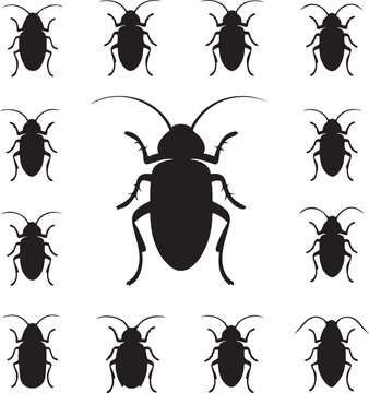 cockroach silhouettes on gray background