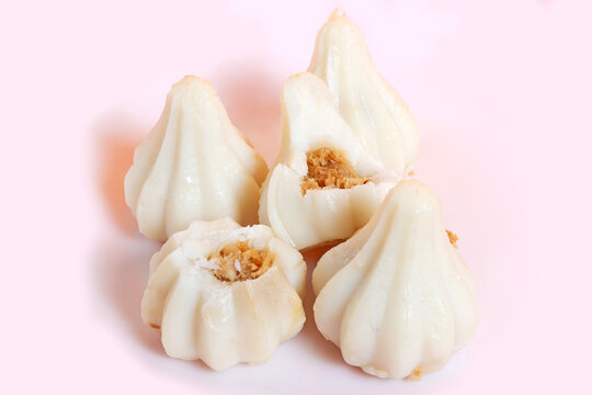 Steamed sweet modak rice dumplings for Ganesh festival