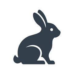 Fototapeta premium Dark silhouette of a rabbit sitting, minimalist icon symbol