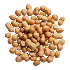Obraz premium A close-up view of a pile of roasted peanuts scattered on a white background isolated on white background, Vector