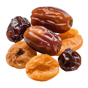 An assortment of dates showcasing various types and textures isolated on white background, Vector