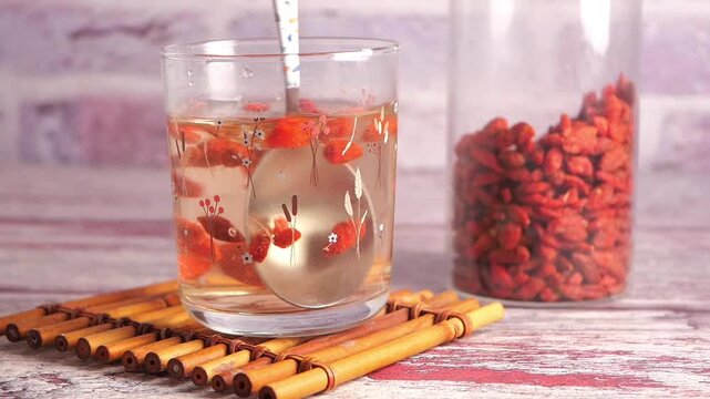 Preparing goji berry tea at home with simple steps