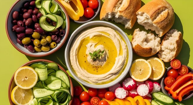 Plato con queso crema y verduras