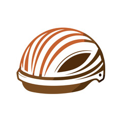 Fototapeta premium Stylized Cycling Helmet with Orange Stripes and Brown Accents