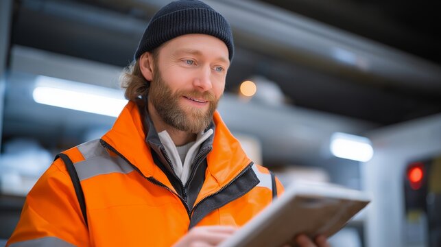 Sterile cold storage facility technician monitors refrigeration system temperatures while conducting inventory audit of frozen food products in subzero environment, ideal for temperature-controlled