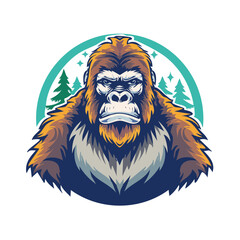 Obraz premium Fierce Primate With Grassy Mane and Woodland Background