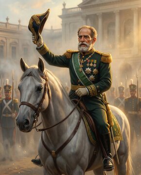 Representa&ccedil;&atilde;o de Marechal Deodoro da Fonseca a Cavalo Pintura Hist&oacute;rica Imperial
