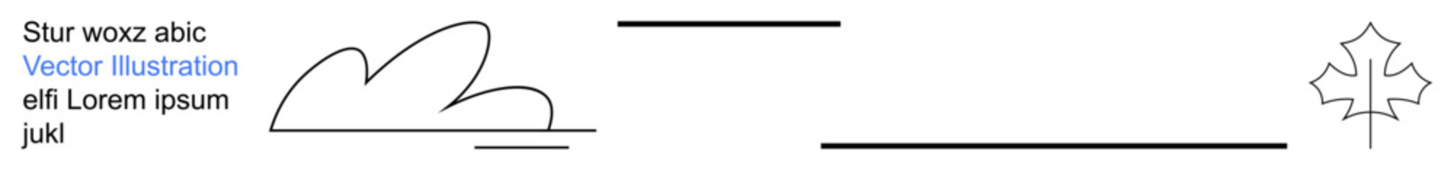Obraz premium Nature, minimalism, abstract design, branding, decoration, graphic templates. Abstract cloud and leaf outlined in black next to horizontal lines. Nature and minimalism concept