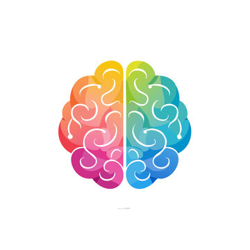Vibrant rainbow brain icon representing creativity and intellect with colorful hemispheres