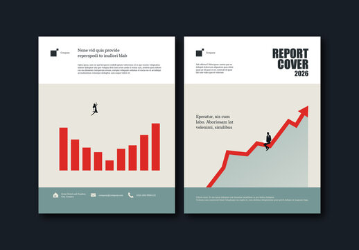 Report Cover Template with Graph Growth Illustration