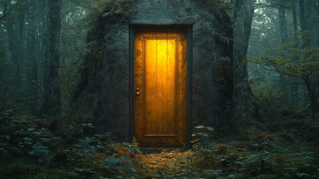 Deep in an ancient forest, there is a golden door that only materializes at exactly 12:00 AM. --ar 16:9 --stylize 750 --v 6.1 Job ID: c9e0eda1-bfea-4757-8a49-75ad3f00aed5