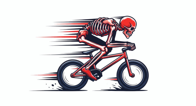 Skeleton Riding a Bicycle at High Speed with Motion Blur Effect