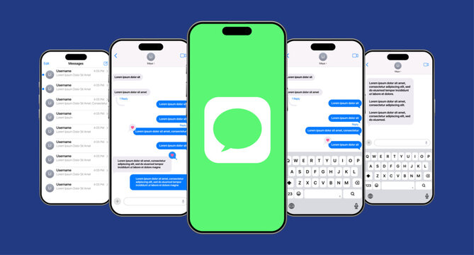 apple imessage interface mockup on iphone 17 pro max with ios 26 showing messages app layout text conversation bubbles and keyboard ui for modern appl 5.