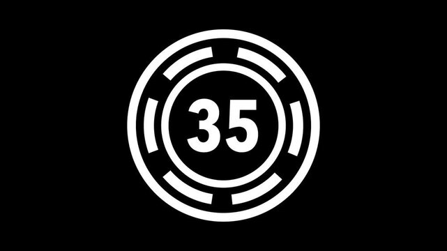 40-second white circular countdown timer with rotating dashed rings on a black background.