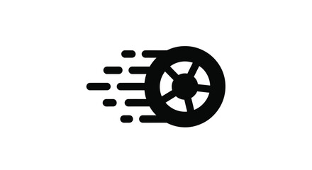 Naklejka premium A fast moving wheel depicted in a striking black silhouette