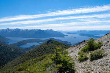 Fototapeta premium lenga beech forest at Cerro Goye near Bariloche over the lakes and mountains of Nahuel Huapi national park, Patagonia, Argentina, South America