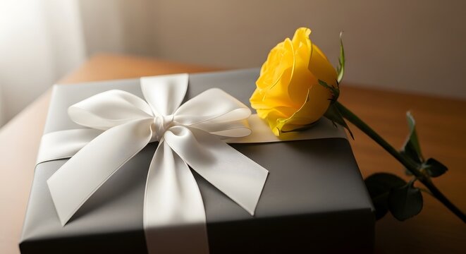 Celebrate father's day with a beautifully wrapped gift and yellow rose