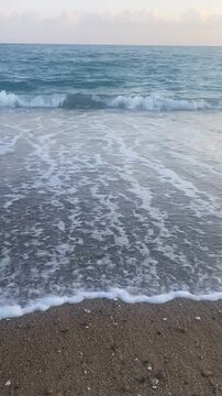 Waves crashing on the beach in Manavgat.