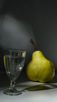 Hard seltzer cocktails with pear. Vodka, Pear fruit brandy. Buffet. 