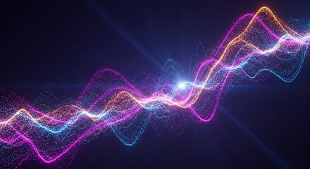 Fototapeta premium Vibrant neon light waves glow in darkness with futuristic technology