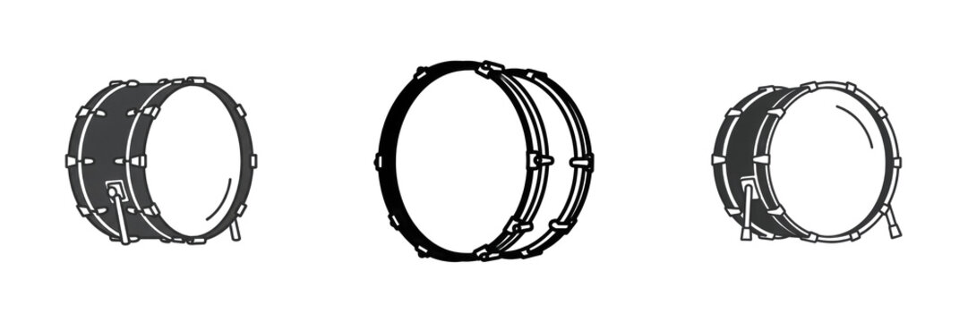 Snare Drum Set Illustration Isolated on White Background, Percussion Musical Instruments Collection