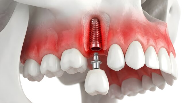 上顎インプラント歯冠修復医療イラスト