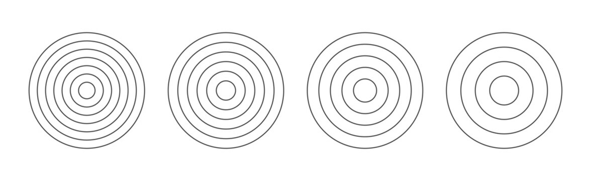 Coaching wheel of 6, 5, 4 and 3 concentric circles. Life blank. Habits tracker of wheel of life. Diagram divided on six, five, four and three round segments. Polar grid graph paper. Vector illustratio