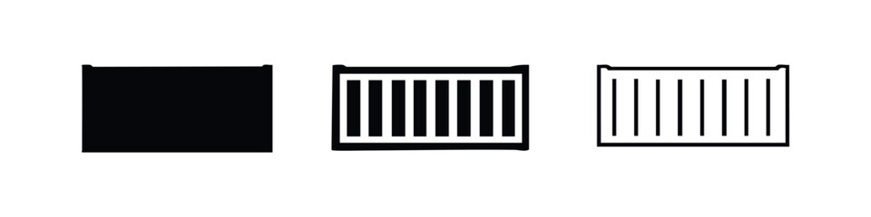 Obraz premium Shipping container or crate icons set. Cargo transport box symbol for logistics and delivery.