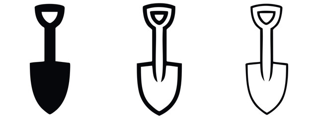 Pointed digging shovel tool icon set © liubomir118809